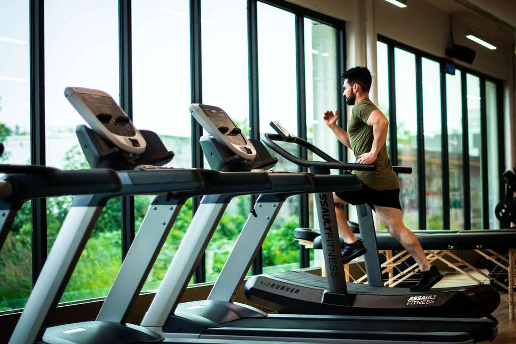 A person jogging on a treadmill