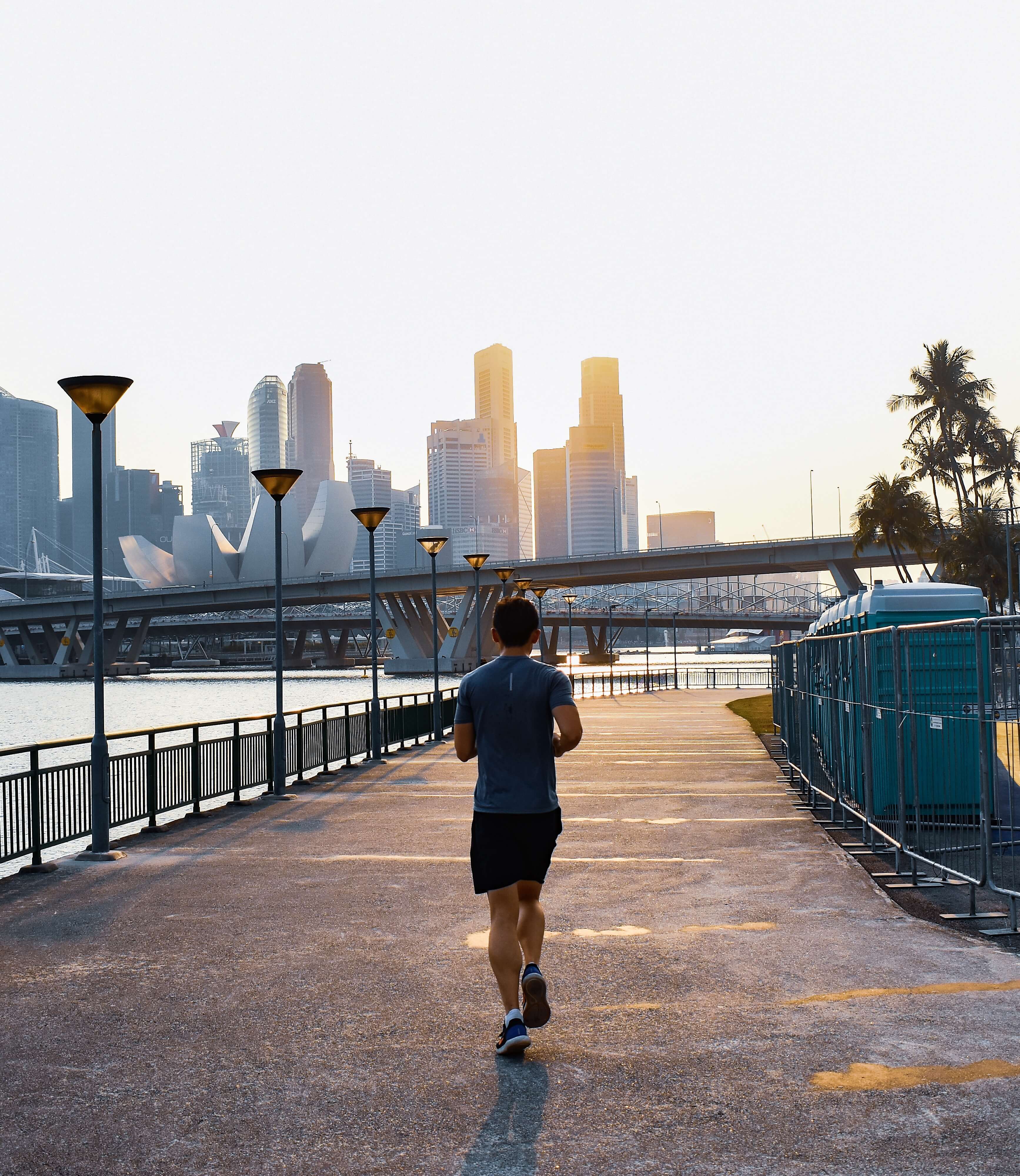 A person jogging in the city